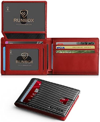 RUNBOX Wallet for Men -Slim Rfid Leather Mens Bifold Novelty Wallets 2 ID Window With Gift Box Men's Accessories by RUNBOX