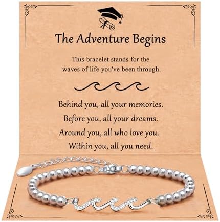QWNHONEY Waves of Life Bracelet Inspirational Birthday Gifts for Bestie Sister 16th 18th 21st 30th 40th 50th 60th Birthday Gifts for Women by QWNHONEY
