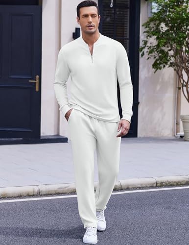 COOFANDY Men's 2 Piece Tracksuit Set Polo Athletic Sweatsuit Quarter Zip Jogging Long Sleeve Casual Sports Outfits - Image 2