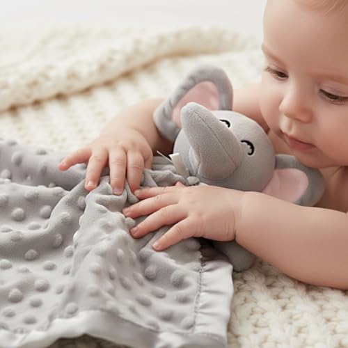 Pro Goleem Elephant Security Blanket, Soft Lovey Unisex Lovie Baby Gifts for Boys and Girls Snuggle Toy Stuffed Animal Newborn Essentials and Items Grey 16 Inch - Image 4