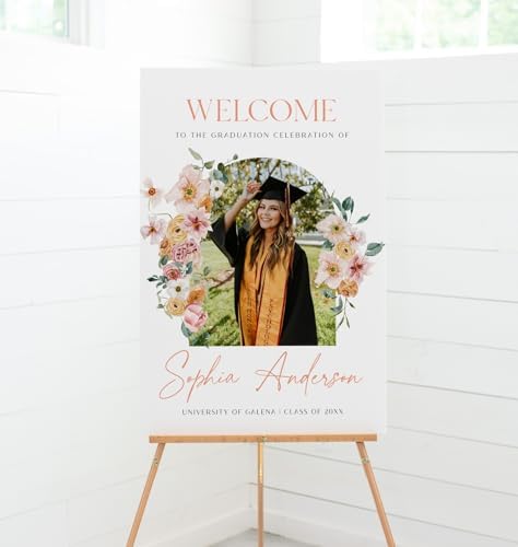 Personalized Black Bow Graduation Party Welcome Sign with Photo, Grad Sign, Graduation Decorations Party, Class of 2026 Welcome Poster, Senior Party Sign, Graduation Celebration Sign#09 - Image 2