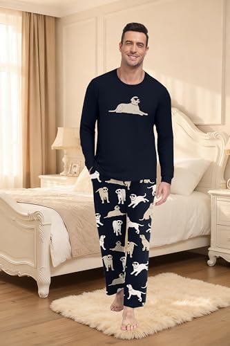 PrinStory Men's Pajama Sets Loungewear Sleepwear Pjs Lightweight Long Sleeve Shirts & Bottoms Soft Comfy Sleep Sets S-2XL - Image 2