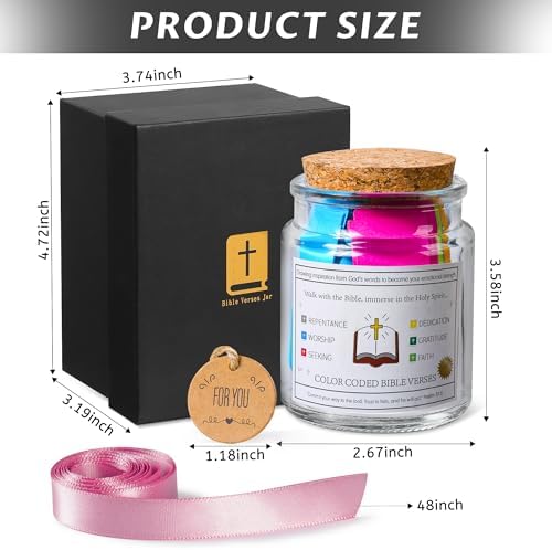 WMWXNNT Bible Verse Jar, Christian Gifts for Women, Men, Birthday & Graduation Gifts, Inspirational Gift for Mom, Teens, Friends, Prayer Jar with a 48-inch Ribbon Bow - Image 2
