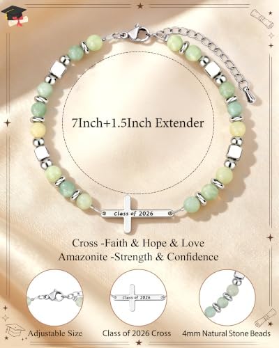 Gifts for Women Faith Cross Bracelet, Unique Amazonite Bracelets for Women - Image 5