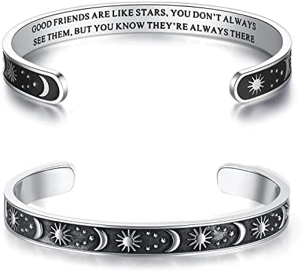TONY & SANDY Inspirational Bracelets for Women Teen Girls Personalized Gifts for Daughter Granddaughter Mom Sister Friends Stainless Steel Engraved Cuff Birthday Easter Christmas by TONYSANDY