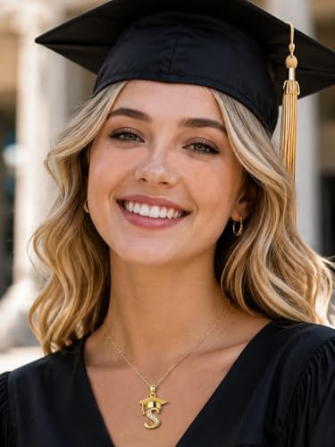 Graduation Gifts for Women, 18K Gold Graduation Initial Necklace A-Z, Inspiring Grad Pendant Necklace Present, College Seniors High School Graduations Jewelry Gifts - Image 6
