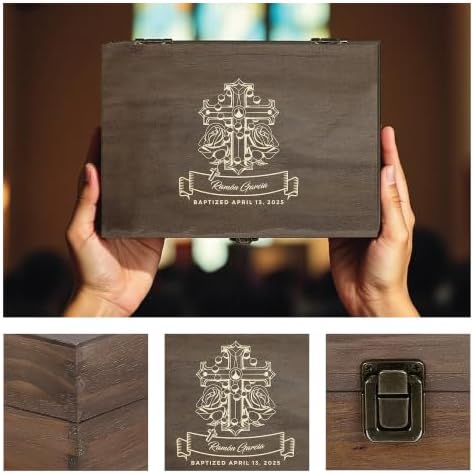 Baptism Gift for Boys & Girls, Personalized Wooden Memory Box - Image 6
