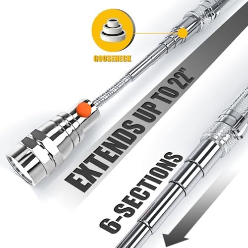 Magnetic Pickup Tool Telescoping Magnet Flashlight, Gifts for Men, Black - Image 2