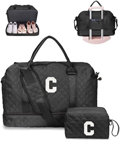Birthday Gifts-for Women-Initial Duffle Bag with Shoe Compartment by Vogewood