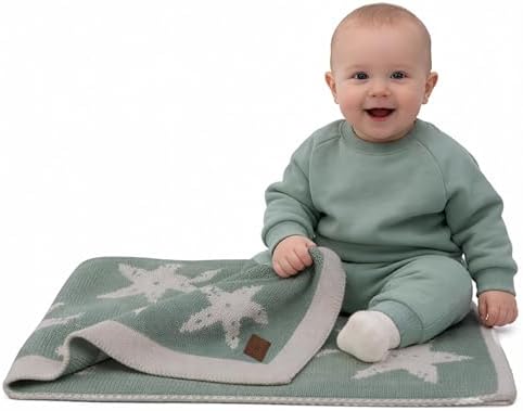 Baby Blanket 30x40 in, Green – Soft Reversible Knit with Gift Bow, Oeko-Tex Certified, Breathable Swaddle & Receiving Blanket for Newborns, Crib & Stroller by LittleDedi