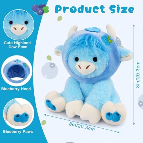 Blueberry Highland Cow Plush Toy-8inch Highland Cow Stuffed Animal - Image 2