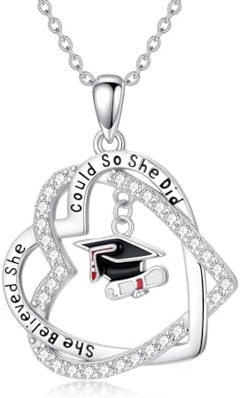 AOBOCO 2026 Graduation Gifts for Her, 925 Sterling Silver She Believed She Could So She Did Pendant Necklace College Graduation Jewelry for Women Her Daughter by AOBOCO