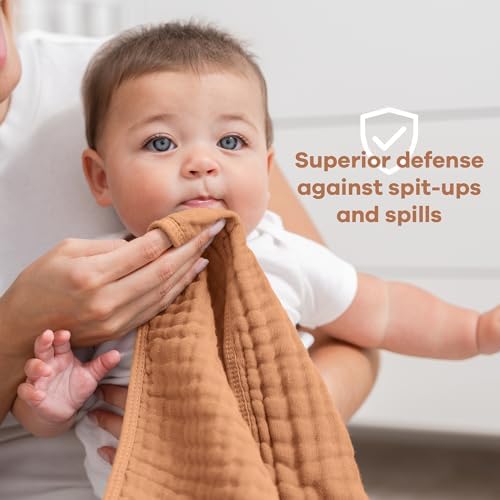 Comfy Cubs Muslin Burp Cloths 20x10" 10 Pack, Baby Burp Cloths - Caramel - Image 4
