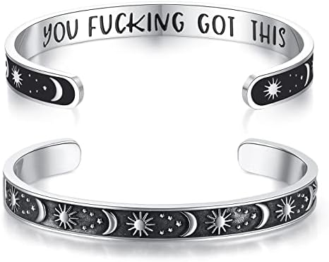 TONY & SANDY Inspirational Bracelets for Women Teen Girls Personalized Gifts for Daughter Granddaughter Mom Sister Friends Stainless Steel Engraved Cuff Birthday Easter Christmas by TONYSANDY