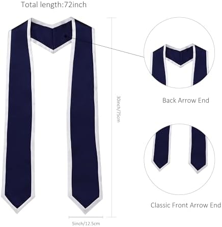 Unisex Adult Graduation Honor Stole Classic End With Trim 72" Long - Image 5