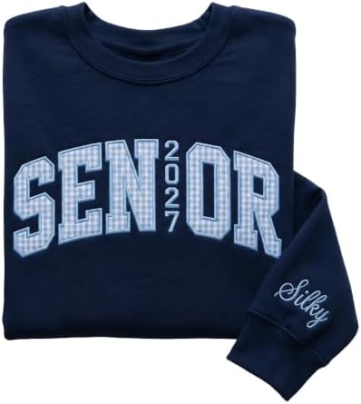 Chillever Personalized Embroidered Senior Sweatshirt, Custom Class of 2027 Sweater, Retro Graduation Gift for High School by Unknown