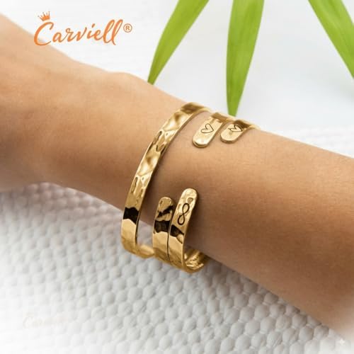 Carviell Bracelets for Women – 100+ Meaningful Engraved Messages – Solid 316L Surgical Stainless Steel Cuff Bracelet – Gift Ready - Image 3