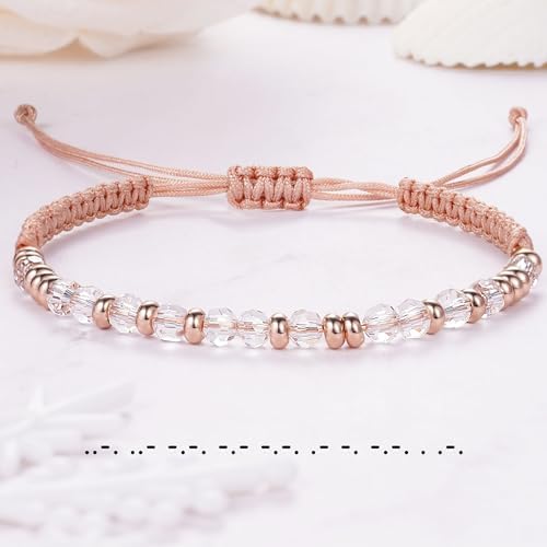 Morse Code Bracelets for Women Mothers Day Gifts 2026 Graduation Gifts Mom Birthday Gift Pink Braided Bracelets Teen Trendy Stuff Inspirational Best Friend Birthday Gifts for Daughter Girlfriend Christmas Stocking Stuffers Jewelry - Image 5