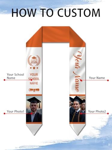 Dicodes Custom Graduation Stole Class of 2026 Personalized Graduation Sash Graduation Gift and Keepsake with Photo Text - Image 2
