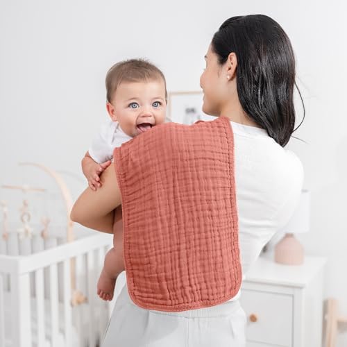 Comfy Cubs Muslin Burp Cloths 20x10" 10 Pack, Baby Burp Cloths - Dusty Rose - Image 2