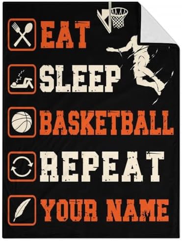 Mercuryelf Custom Basketball Throw Blanket - Soft, Fuzzy & Warm - 60x80 Inches Flannel Blankets for Bed, Couch - Black Sports Funny Throws Gift for Men, Women by Mercuryelf