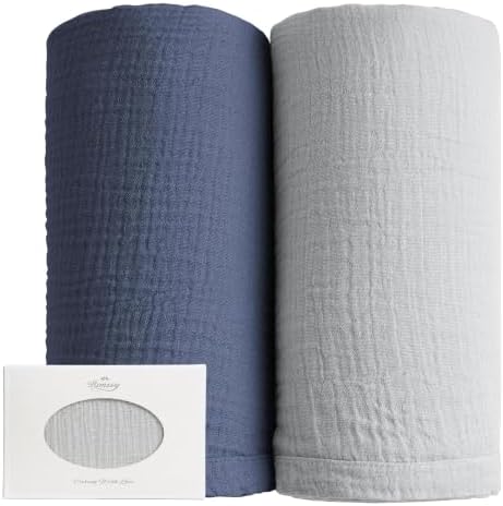 Konssy Muslin Swaddle Blankets, 100% Cotton Receiving Blankets, 47"x 47" by Konssy