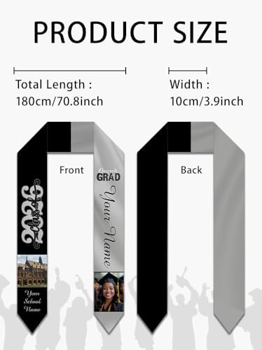Personalized Graduation Stole Sash Custom Class of 2026 Congratulation Graduation Gifts with Photo - Image 3
