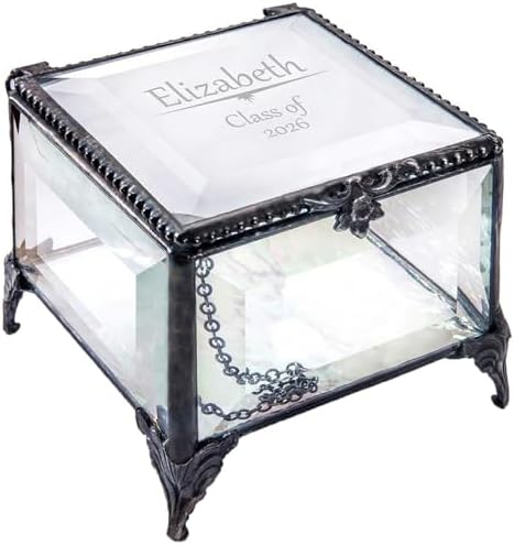 J Devlin Glass Art Customized Graduation Gift - Clear Beveled Box, Class of 2026 - Box 326 EB241 by JDevlinGlassArt