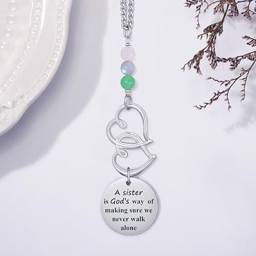 Sister Gifts, Rear View Mirror Accessories Crystal Charm Car Decor - Image 2
