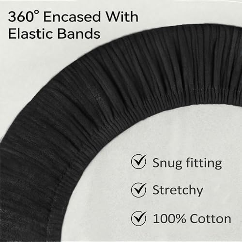 Pro Goleem Muslin Bassinet Sheet for Boys and Girls, Soft Breathable Fitted Cotton Baby Sheets Set for Oval Hourglass and Rectangular Bassinet Mattress, Neutral,1 Pack (Black) - Image 6