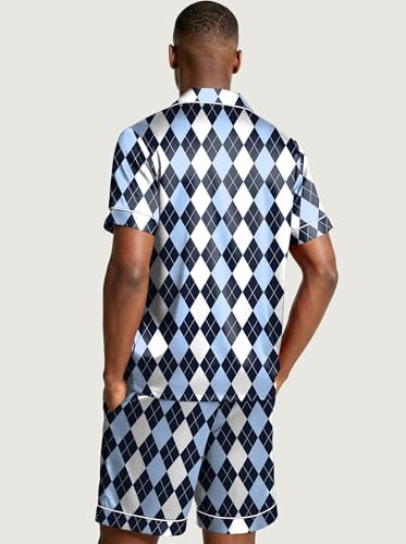 Ekouaer Mens Silk Satin Pajamas Set Short Sleeve Button Up Lounge Pjs Set - Image 6