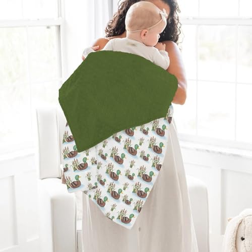 Cute Mallard Ducks Baby Blankets for Girl Boy Wild Duck Lake Soft Mink Dotted Backing Double Layer Swaddle Receiving Blanket Hunting Ducks Birds Bed Throws for Newborn Infant Toddler Nursery 30x40 - Image 4