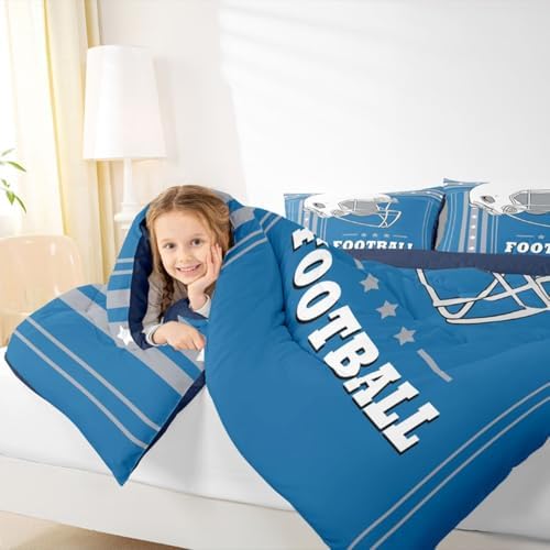 Erosebridal Football Comforter Set Full, Kids Sports Bedding, Sport City Style Bedding Set Boys Sports Rugby Game Comforter Sports Team Blue White Stars and Stripes Duvet Set - Image 6