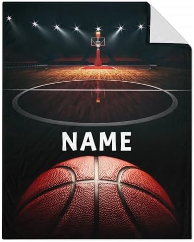 Mercuryelf Custom Basketball Throw Blanket - Soft, Fuzzy & Warm - 40x50 Inches Flannel Blankets for Travel, Office - Black Sports Throws Gift for Boys, Girls by Mercuryelf