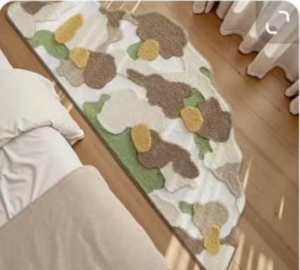 Ankah Shower Rug Bath Mat Forest Series Cartoon Design Bathroom Rug, Fluffy, Soft, Non-Slip, Durable, Absorbent Bath Rug, Irregular Plant Shaped Door Mat and Carpet, 15.8" x 31.5", Autumn Frost