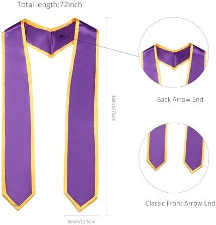 Unisex Adult Graduation Honor Stole Classic End With Trim 72" Long - Image 4