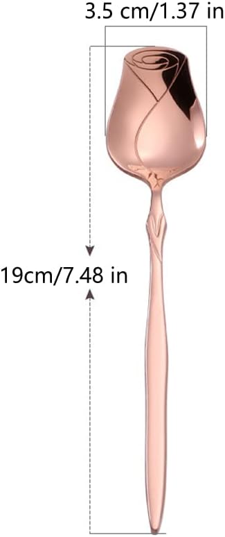 Stainless Steel Spoon Set 5 Pack - Rose Flower & Holiday Shaped Spoons (Coffee, Dessert, Ice Cream, Tea) - Silver