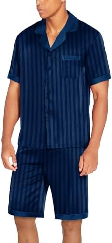 Ekouaer Men Silk Pajamas Set 2 Pieces Satin Pj Button Down Loungewear Sets - Image 3