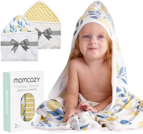 Momcozy Baby Towels, Soft Absorbent Bath Towel for Newborn&Toddler,Lemon by Momcozy