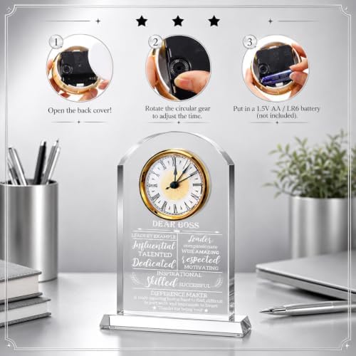 Landical Dear Boss Retirement Clock Gift, Acrylic Desk Clock Appreciation - Image 4