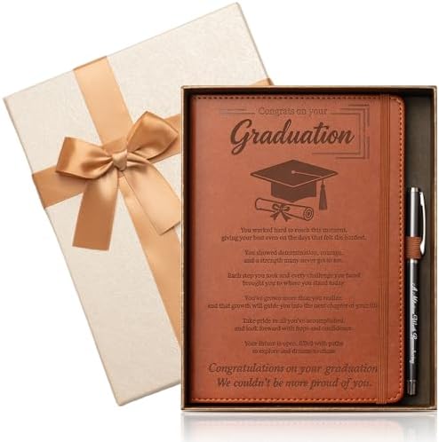 Congratulations Graduation Gifts - Leather Journal & Pen Set, A5 Notebook for Masters PhD Defense, Nurse Graduation Gift, Police Firefighter Academy Graduation, Theological Seminary by EliteSign