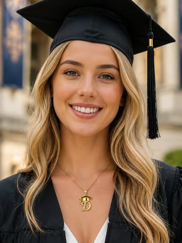 Graduation Gifts for Women, 18K Gold Graduation Initial Necklace A-Z, Inspiring Grad Pendant Necklace Present, College Seniors High School Graduations Jewelry Gifts - Image 5