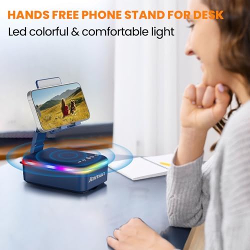 JTEMAN Gifts for Men Women,Cell Phone Stand with Bluetooth Speaker,LED Light,and Lanyard,Cool Tech Gadgets,Unique Birthday Gifts for Men Husband Mom Dad-Blue - Image 6