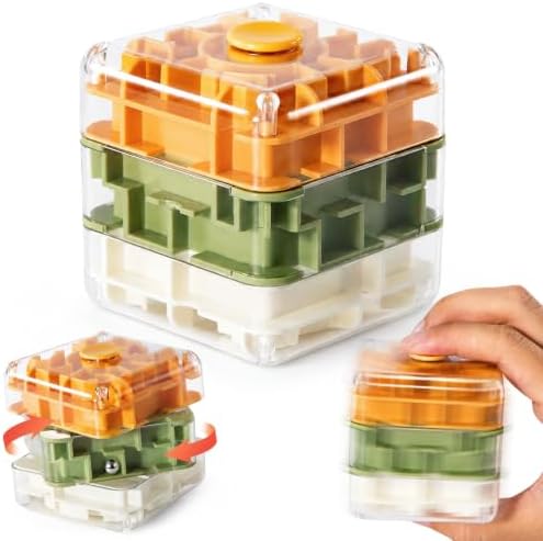 3 Layer 2 in 1 3D Rolling Ball Maze Cube, Fidget Kids Toys by KIZONLY