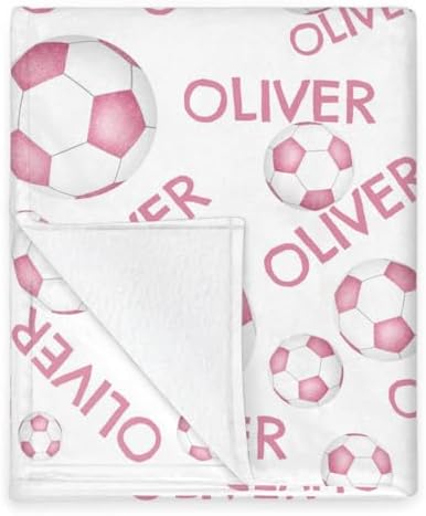 Personalized Baby Blankets for Girls Boys, Custom Baby Blanket with Name Swaddle Toddler Fleece Blanket Personalized Gift Pink White Soccer - Image 5