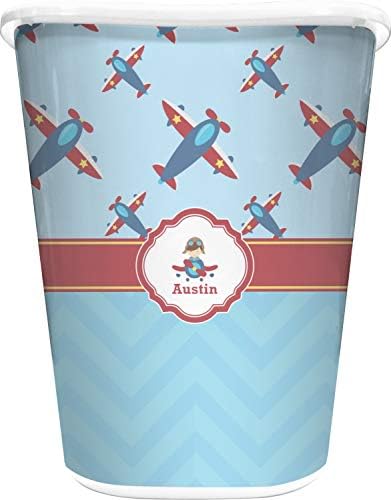 Personalized Airplane Theme Waste Basket - Double Sided (White) by Unknown