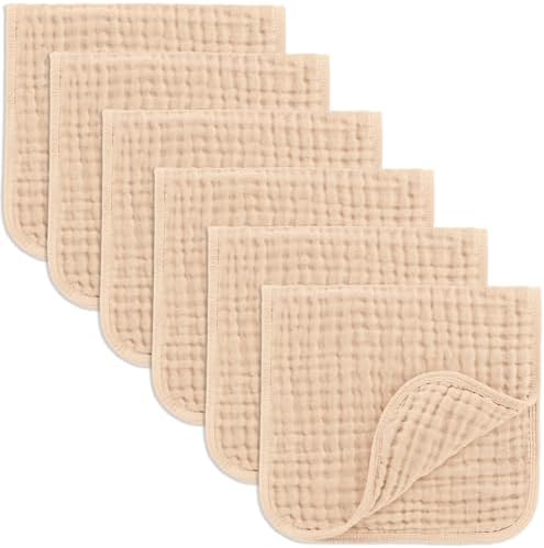 Comfy Cubs Muslin Burp Cloths 20x10" 6 Pack, Baby Burp Cloths - Cream by ComfyCubs