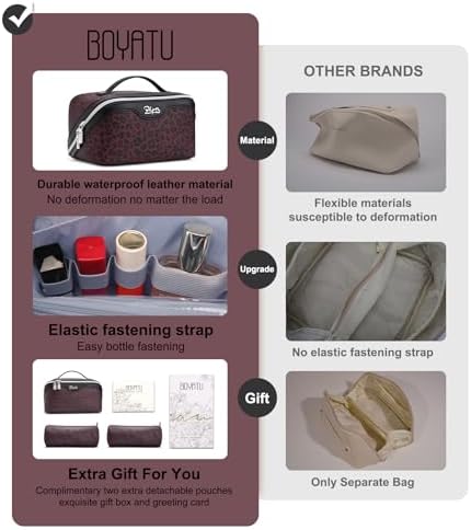 BOYATU Travel Makeup Bag Organizer: 3 Pcs Leopard Cometic Bag Set for Women - Image 2