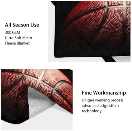 Mercuryelf Custom Basketball Throw Blanket - Soft, Fuzzy & Warm - 60x80 Inches Flannel Blankets for Bed, Couch - Black Sports Throws Gift for Men, Women - Image 4