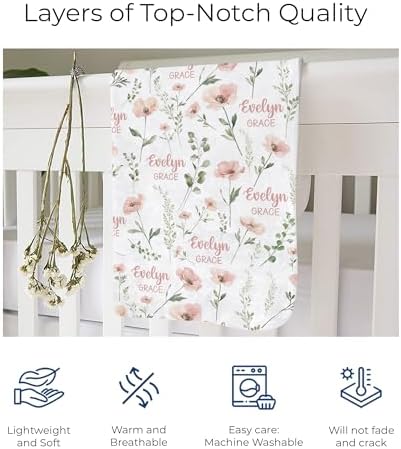MDPrints Custom Baby Blankets for Boys, Customized Baby Boy Gifts with Name, Personalized Baby Blankets, Soft Plush Fleece (Wildflower DK27) - Image 3